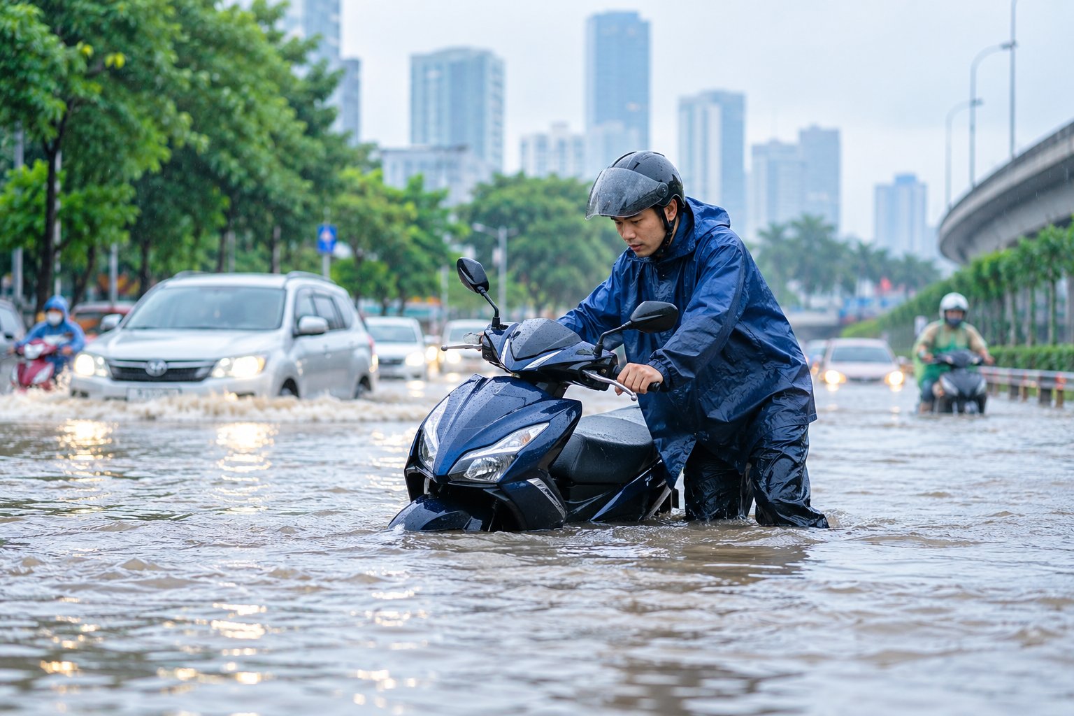 Ảnh minh hoạ: Gặp đường ngập nên làm gì? Cây quyết định an toàn