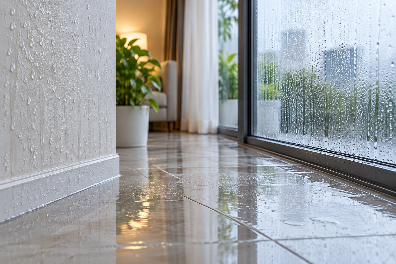 Ảnh minh hoạ: Điểm sương là gì? Vì sao sàn, tường, kính đọng nước